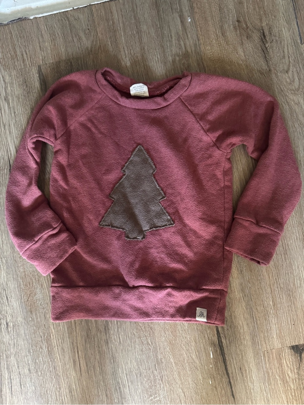 Kids Dusty Rose Crewneck Sweatshirt with Tree Applique